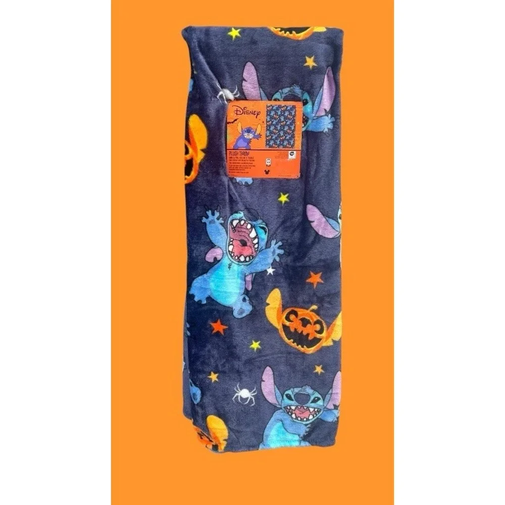 Disney Lilo & Stitch Halloween Blue Plush Throw Blanket 50
